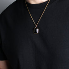 Load image into Gallery viewer, Gold Onyx Stone Pendant Chain Necklace
