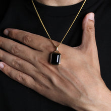 Load image into Gallery viewer, Gold Onyx Stone Pendant Chain Necklace
