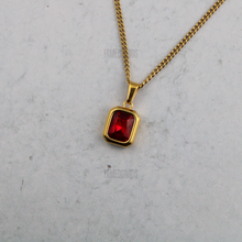 Load image into Gallery viewer, Gold Ruby Cubic Zirconia Pendant Chain Necklace
