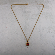 Load image into Gallery viewer, Gold Ruby Cubic Zirconia Pendant Chain Necklace
