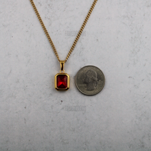 Load image into Gallery viewer, Gold Ruby Cubic Zirconia Pendant Chain Necklace
