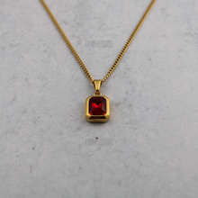 Load image into Gallery viewer, Gold Ruby Cubic Zirconia Pendant Chain Necklace
