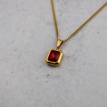 Load image into Gallery viewer, Gold Ruby Cubic Zirconia Pendant Chain Necklace
