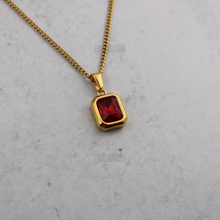 Load image into Gallery viewer, Gold Ruby Cubic Zirconia Pendant Chain Necklace
