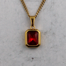 Load image into Gallery viewer, Gold Ruby Cubic Zirconia Pendant Chain Necklace
