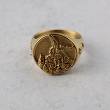 Load image into Gallery viewer, Gold Saint Michael Signet Ring
