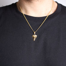 Load image into Gallery viewer, Gold Shark Tooth Pendant Chain Necklace

