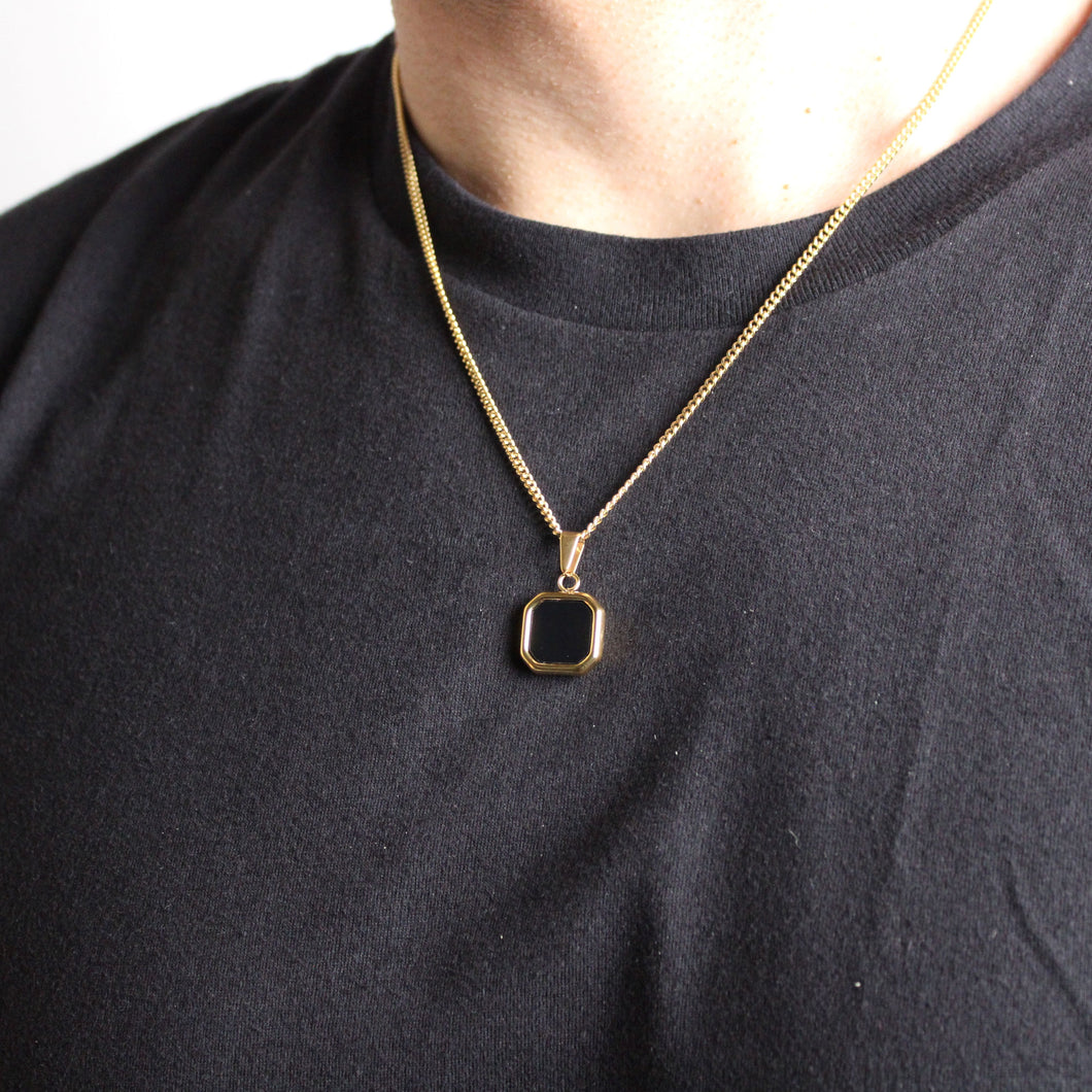 Gold Enamel Pendant Chain Necklace