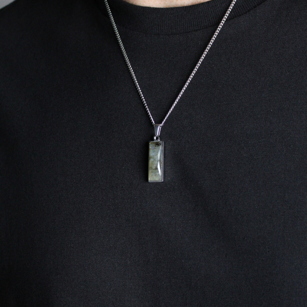Silver Labradorite Pendant Chain Necklace
