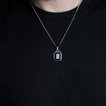 Load image into Gallery viewer, Silver Onyx Stone Pendant Chain Necklace
