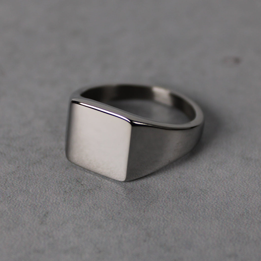 Silver Square Signet Ring 14MM