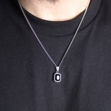 Load image into Gallery viewer, Silver Black Cubic Zirconia Pendant Chain Necklace
