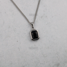 Load image into Gallery viewer, Silver Black Cubic Zirconia Pendant Chain Necklace
