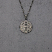 Load image into Gallery viewer, Silver Compass Pendant Chain Necklace
