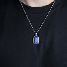 Load image into Gallery viewer, Silver Lapis Lazuli Stone Pendant Chain Necklace
