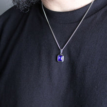 Load image into Gallery viewer, Silver Sapphire Cubic Zirconia Pendant Chain Necklace
