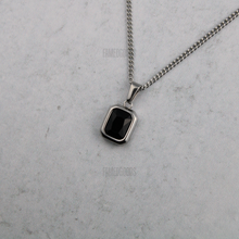 Load image into Gallery viewer, Silver Black Cubic Zirconia Pendant Chain Necklace

