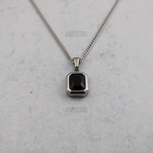 Load image into Gallery viewer, Silver Black Cubic Zirconia Pendant Chain Necklace
