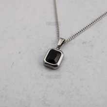 Load image into Gallery viewer, Silver Black Cubic Zirconia Pendant Chain Necklace
