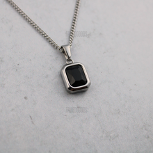 Load image into Gallery viewer, Silver Black Cubic Zirconia Pendant Chain Necklace
