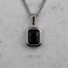 Load image into Gallery viewer, Silver Black Cubic Zirconia Pendant Chain Necklace

