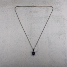 Load image into Gallery viewer, Silver Sapphire Cubic Zirconia Pendant Chain Necklace
