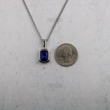 Load image into Gallery viewer, Silver Sapphire Cubic Zirconia Pendant Chain Necklace
