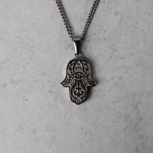 Load image into Gallery viewer, Silver Hamsa Evil Eye Pendant Chain Necklace
