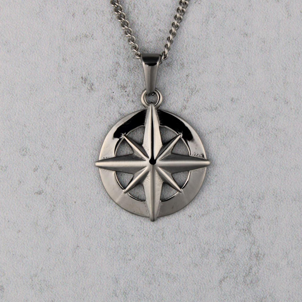 Silver North Star Pendant Chain Necklace