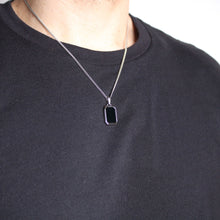 Load image into Gallery viewer, Silver Onyx Pendant Chain Necklace
