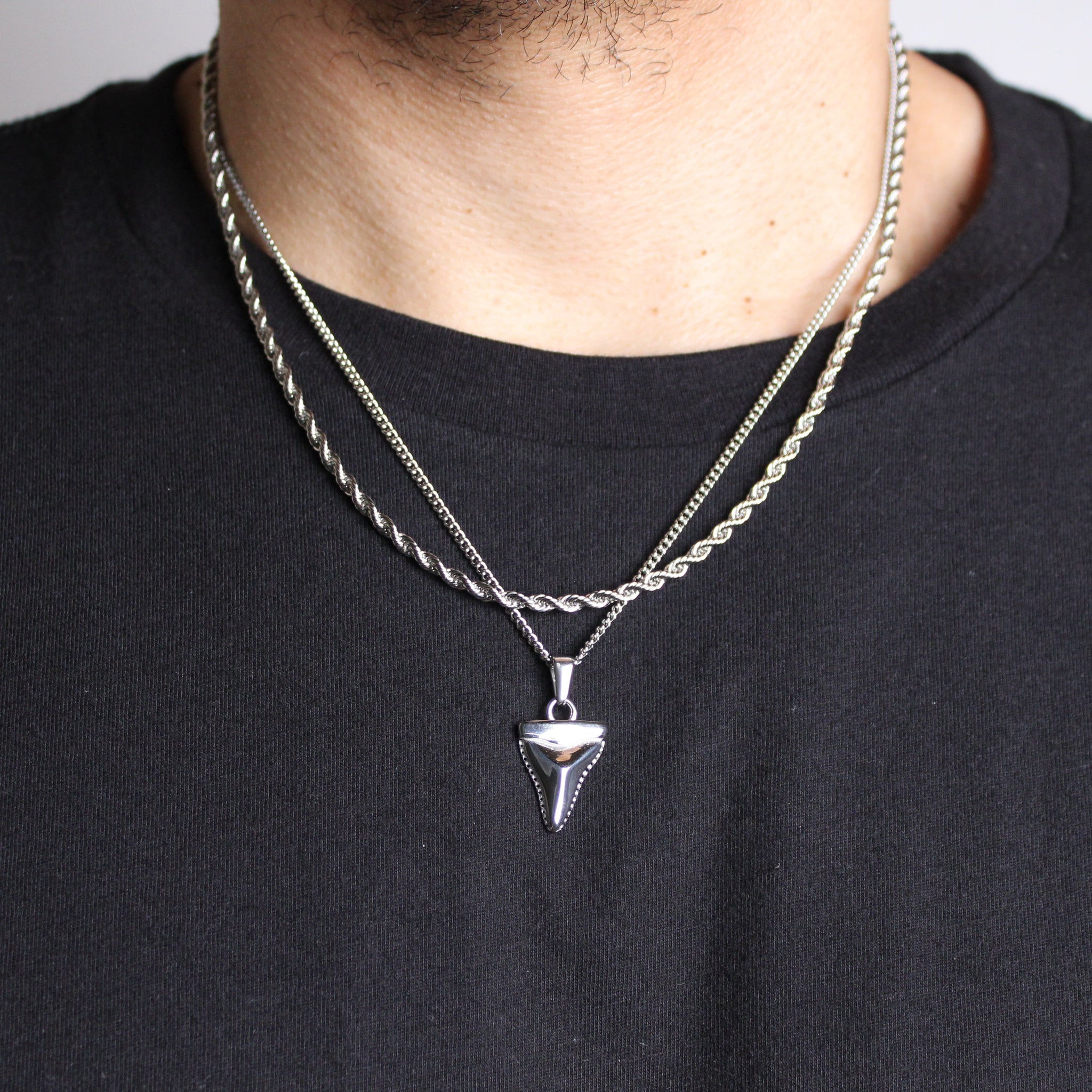 Shark tooth Pendant with rope chain outlet