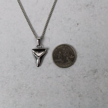 Load image into Gallery viewer, Silver Shark Tooth Pendant Necklace &amp; 3mm Rope Chain Set
