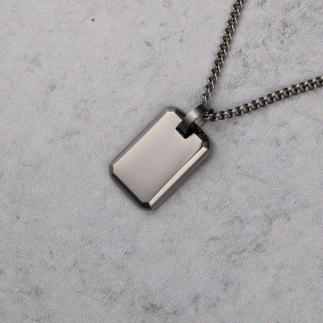 Silver Tag Pendant Chain Necklace