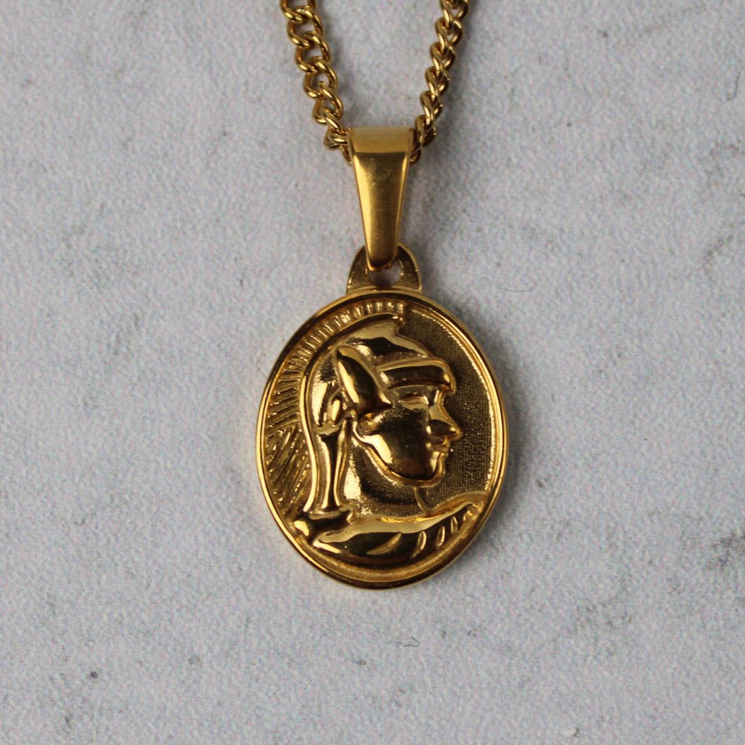 Gold Spartan Pendant Chain Necklace