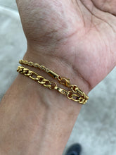Load image into Gallery viewer, Gold 5mm Figaro Link &amp; 3mm Rope Bracelet Set
