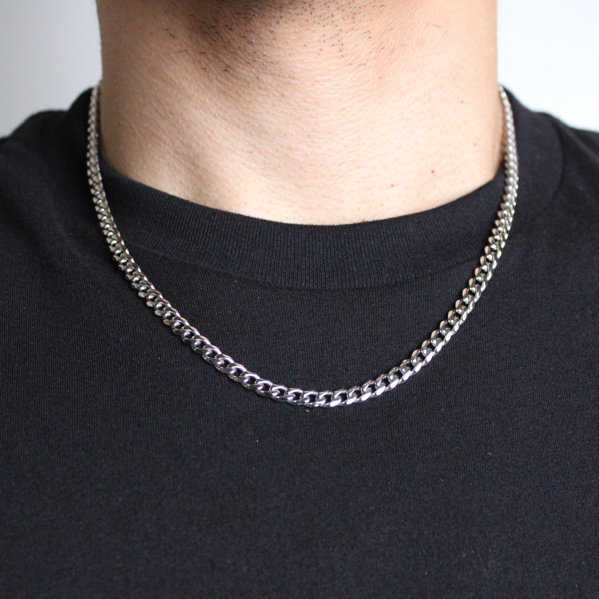 Silver 5mm Cuban Link Chain 18 inch
