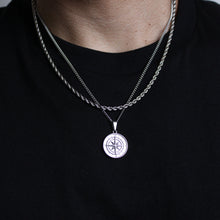 Load image into Gallery viewer, Silver Compass Pendant Chain Necklace
